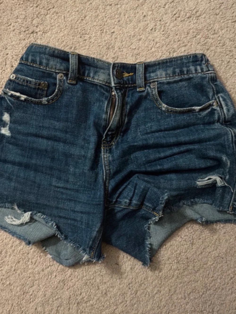 aerie Dark Blue Daydream Distressed Denim Shorts